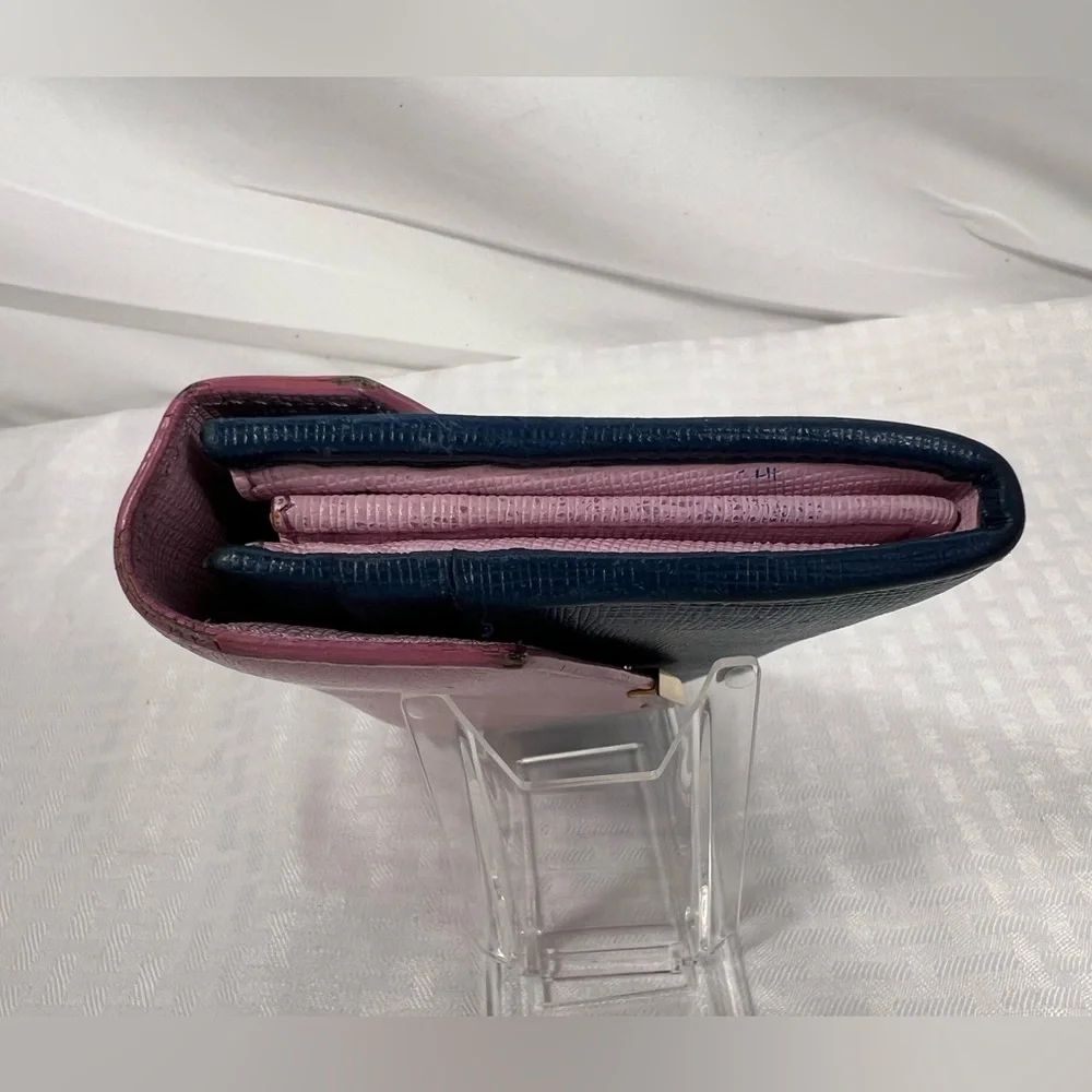 Fendi Pink & Blue Leather Envelope Continental Wallet
